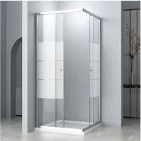 Hopibath Eckdusche Duschkabine milchglas H:185cm, BxT: 80x80 cm, 5mm Sicherheitsglas, Eckeinstieg Schiebetür, mit Alurahmen, Magnetdichtleisten, Aluprofile mit 20mm Verstellbereich