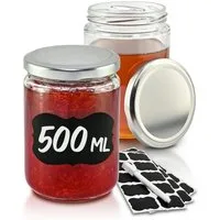 Praknu Einmachglas 12 Einmachgläser 500ml mit Deckel, Etiketten - Luftdichte Twistoff, Glas, (Set, 12-tlg), Mit Etiketten & Stift - Luftdicht - Spülmaschinenfest