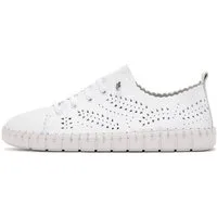 Derimod Comfort-Sneaker aus Leder Sneaker Echtes Leder, Lochmuster-Design, Elastische Schnürung, Wellenkante