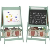 AIYAPLAY Tafel Kindertafel, 3 in 1 Kinder Staffelei, Doppelseitig, (Standtafel, 1-tlg., Kinder Spieltafel), Grün 54 x 46,5 x 93 cm