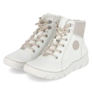 Rieker Schnürstiefeletten - Gr. 37 - Weiß - Kunstleder