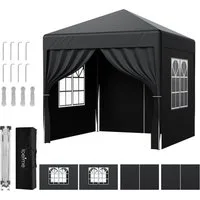 loefme Faltpavillon 2x2m/3x3m Wasserdicht Pavillon Pop Up Partyzelt, mit 4 Seitenteilen, Gartenpavillon mit 4 seitenteilen, höhenverstellbar,mit Tragetasche