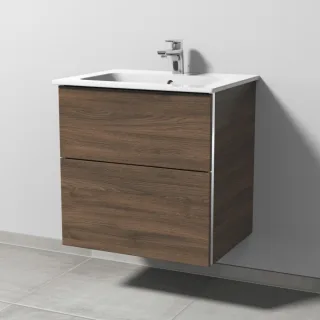 Sanipa 3way Waschtischunterbau zu Duravit ME by Starck Waschtisch mit 2 Auszügen, Eiche-Arizona BR72480