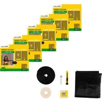 SCHELLENBERG Fliegengitter-Gewebe Simply Open aufrollbar für Fenster, 3-er Pack, (Set, 5-St), Klebe-Klett-Montage, 130 x 150 cm, anthrazit