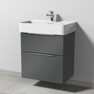 Sanipa 3way Waschtischunterbau zu Laufen VAL Waschtisch mit 2 Auszügen, Anthrazit-Glanz UF82179