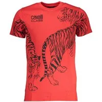 Cavalli Class T-Shirt Stylisches Herren Kurzarm-T-Shirt in Rot mit Print