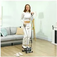 SPORTNOW Stepper mit Power Ropes, LCD-Display (Up-Down Swing Stepper, 1-tlg., 2 in 1 Mini-Stepper für Zuhause), bis 100 kg für Bein-,Armtraining, Home Office Fitness Exercise, Grau