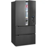 exquisit French Door FD490-160-WS-202E inoxlook-az FD490-160-WS-202E inoxlook-az, 183 cm hoch, 83,6 cm breit, Praktisch mit 506 L Kombi & LED, Schnellgefrieren & Wasserspender