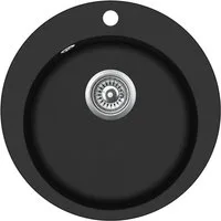 GURARI Granitspüle SRR 100 - 601 W Einbau Granitspüle, Schwarz, inkl. Siphon, CROWN, 50.5/50.5 cm, (1 St), Einbau Spüle, Küchenspüle, Schwarz, inkl. Siphon, 50,5, Ø 39,5 x 19