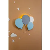 COZYCOLLECTIONS LED Wandleuchte LED-Wandnachtlicht Blaue Ballons in Holzoptik, LED, Warmweiß, Montessori-Design: ruhige Formen, warmes LED, kabellos