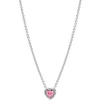 Pandora Kette mit Anhänger 398425C02-45, Herz, Pandora Timeless, Rosa, Liebe, Zirkonia