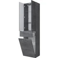 Saphir Hochschrank Quickset 945 Badschrank, 50cm breit, 2 Türen, 1 Schublade, Wäschekippe Badezimmer-Hochschrank inkl. Türdämpfer, Griffe in Chrom glänzend