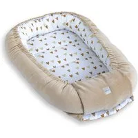 Loolay Kuschelnest BABYNEST SOLO Premium Babyausstattung - Baumwolle & Samt Velours, (MUSTER: BEIGE Samt Velour/ Herzchen Beige Braun, 1-tlg., Liebevoll handgefertigt Nestchen! Geborgenheit Komfort für Neugeborene), Premium Ausstattung - 100% Europäi