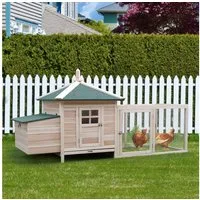 PawHut Hühnerstall Hühnerhaus mit Nistkasten, Kleintierstall aus Holz für 1-2 Hühner, für Außenbereich, Natur