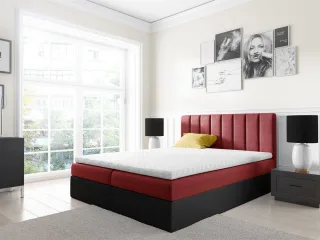 Boxspringbett Schlafzimmerbett GABRIEL 180x200cm Rot-Schwarz