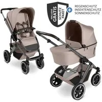 ABC Design Kombi-Kinderwagen Salsa 5 Air - Camel, 2in1 Kinderwagen Buggy Set inkl. Babywanne, Sportsitz & Zubehör