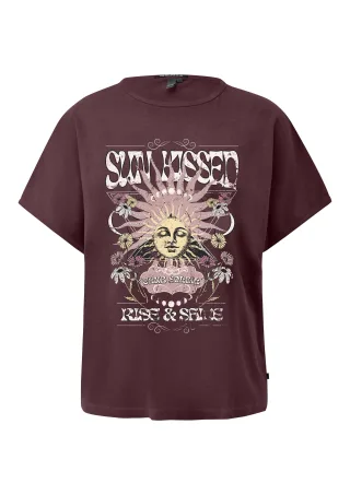 qs - T-Shirt rot/mehrfarbig - Gr. - S