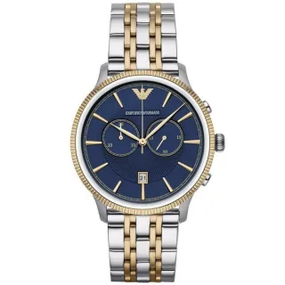 Emporio Armani AR1847 Herrenuhr Chronograph zweifarbig blau