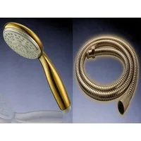 HAC24 Handbrause Duschkopf mit flexiblen Duschschlauch 1,5m Duschbrause Schlauch, (Set, 2-tlg), Gold