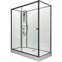 Schulte Komplettdusche Ibiza schwarz, BxT: 90x120 cm, 5 mm Sicherheitsglas, Komplett Set mit Duschwanne Eckdusche Schiebetür