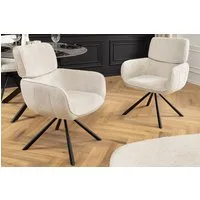 riess-ambiente Drehstuhl UNIQUE champagner/schwarz – Chenille, mit Armlehne, Metallgestell (Einzelartikel, 1 St), 180° drehbar mit Rückholmechanik – ideal für Esszimmer oder Büro