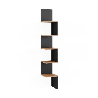 Vicco Eckregal, Anthrazit, Holzwerkstoff, 5 Fächer, Rechteckig, 28x175.4x28 cm, Wohnzimmer, Regale, Eckregale