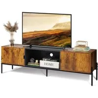 WLIVE Lowboard TV-Schrank für Fernseher bis zu 65 Zoll, 147 x 37 x 43 cm (TV Board mit Offenen Stauraum), Lange 147 cm Fernsehtisch für Wohnzimmer, Industrie-Design