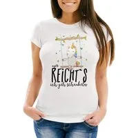 MoonWorks Print-Shirt Damen T-Shirt Einhorn auf Schaukel "Mir reicht`s ich geh schaukeln" mit Print