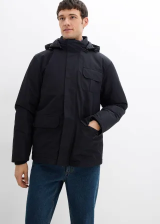 bonprix 3 in 1 Winterjacke mit heraustrennbarer Innenfleecejacke, schwarz, Gr.56/58 (XL), moderne Winterjacke mit heraustrennbarer Innenfleecejacke. Jacke und Fleecejacke lassen sie sowohl zusammen oder einzeln tragen.