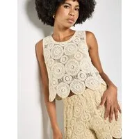 Apricot Crop-Top Crop-Top mit Häkeldetails