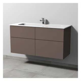 Sanipa 3way Keramik-Set Design Keramik-Waschtisch und Unterbau mit 4 Auszügen, Taupe-Matt SP4821T