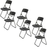 Sekey Klappstuhl Gartenstuhl Klappbar Klappstuhl Polyrattan Campingstuhl Wasserdicht (Set, 6 St), Legierter Stahl, bis 200 kg Belastbar, Schwarz