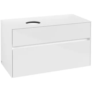 Villeroy und Boch Collaro Waschtischunterschrank C03900DH 100 x 54,8 x 50 cm, Waschtisch links, Glossy White