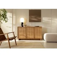 MOEBLO Kommode LILIE K147 (Eiche Caramel – moderne 3-türige Kommode, Sideboard & Stauraummöbel im minimalistischen Design Japandi Style Wohnzimmer Schlafzimmer Komodenschrank Highboard), (BxHxT): 147 x 82 x 39 cm