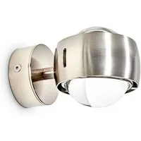 hofstein Wandleuchte »Osacca« Halbrunde Wandlampe für das Wohnzimmer, ohne Leuchtmittel, Metall-Lampe mit Glaslinsen in Nickel matt
