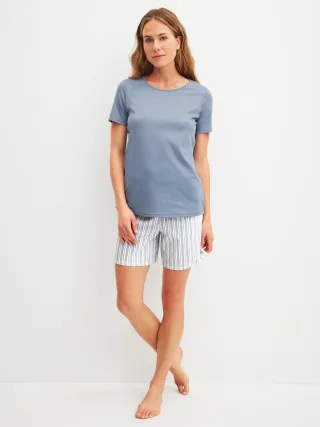 CALIDA - DAMEN Pyjama kurz aura blue - Gr. - L