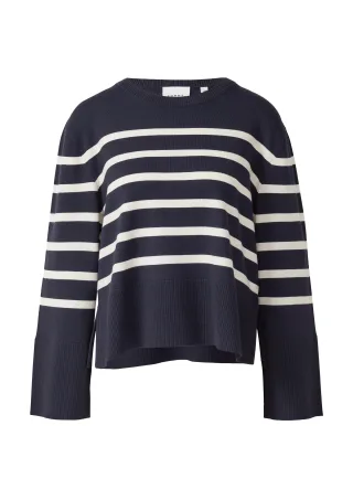 comma - Strickpullover blau/weiß - Gr. - 34