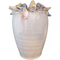 degawo Kugelvase Bezaubernde Vase aus Steingut in weiß mit Vögelchen Ø 11,2, H 18 cm (1x Vase)