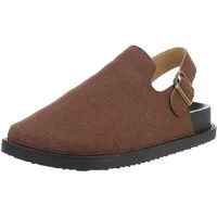 Ital-Design Damen Mules Freizeit Riemchensandalette (88828380) Flach Riemchensandalen in Braun