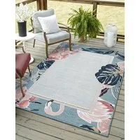 Myflair Möbel & Accessoires Outdoorteppich Cloud, LAGERRÄUMUNG!, rechteckig, Höhe: 8 mm, Flamingo Motiv, mit Bordüre, Outdoor geeignet, Balkon, Terrasse