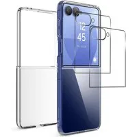 CoolGadget Handyhülle Transparent als 2in1 Schutz Cover Set für das Samsung Galaxy Z Flip 7 6,9 Zoll / 4,1 Zoll, 2x Glas Display Schutz Folie + 1x Hard Case Hülle für Galaxy Z Flip 7
