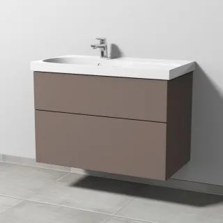 Sanipa 3way Waschtischunterbau zu Geberit Acanto Waschtisch mit 2 Auszügen, Taupe-Matt SP4191T