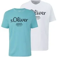 s.Oliver T-Shirt Casual (2-tlg) mit Rundhals-Ausschnitt, kurzarm, Logo-Aufdruck im 2er Pack