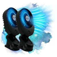 TronicXL Mini USB-Ventilator 2x USB Ventilator mit Clip 3 Stufen Klipp Klemme Mini Lüfter Kabel