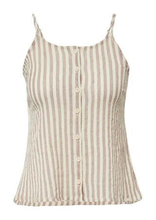 Q/S designed by - Baumwoll-Blusentop mit Knopfleiste beige - Gr. - 36