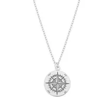 SCHOSCHON Kette mit Anhänger Halskette Kompass Anhänger 925 Silber mini ø 12 mm, Windrose Himmelsrichtungen