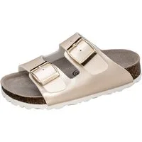 Fischer-Markenschuh Hawaii Pantolette aus Vegano (Lederimitat), mit Fleecefutter, gepolstertes Fußbett