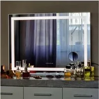 FENCHILIN Schminkspiegel mit LED Lichtleiste gestreute Diamanten weiß 80/58 cm