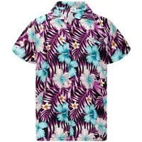 King Kameha Hawaiihemd Tropical Hibiscus Funky Hawaii-Hemd Kurzarm Front-Tasche Unisex