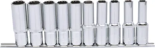 KS Tools 1/2" CHROMEplus 12kant-Stecknuss-Satz, lang, 10-tlg, 10-19mm - 918.0660